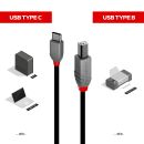 2m USB 2.0 Typ C an B Kabel, Anthra Line