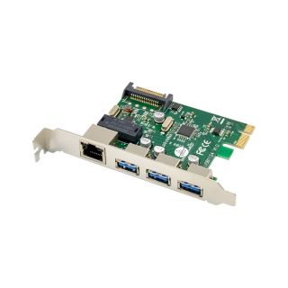 InLine® Combokarte Gigabit Netzwerk und USB 3.2 Gen.1, 1x RJ45, 3x USB-A