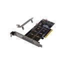 InLine® PCIe Karte zu 2x intern NVMe M.2 Key M...