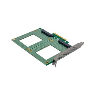 InLine® PCIe Karte zu 2x intern U.2 NVMe SFF-8639 – Bifurcation, PCIe x8, breit