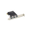 InLine® PCIe Karte, 3x+1x USB 3.2 Gen.1, Molex kompatibler 4-Pin Stromanschluss