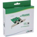 InLine® Dual Gigabit Netzwerkkarte, 2x RJ45 1Gb/s, PCIe x1, inkl. LP Slotblech
