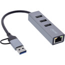 InLine® 4in1 Gigabit Hub, USB-C & USB-A, 1x RJ45,...