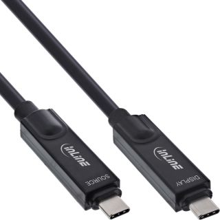 InLine® USB 3.2 Gen.2 AOC Kabel, USB-C Stecker/Stecker 8K60Hz 60W, schwarz, 15m