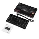 Perixx PERIBOARD-505H PLUS US, Mini USB-Tastatur, Trackball, Hub, schwarz