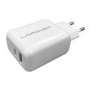 LC-Power LC-GAN-45, USB-Netzteil GaN, 1x USB-C, 1x USB-A, 45W, weiß