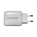 LC-Power LC-GAN-45, USB-Netzteil GaN, 1x USB-C, 1x USB-A, 45W, weiß