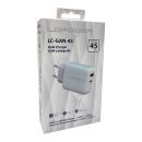 LC-Power LC-GAN-45, USB-Netzteil GaN, 1x USB-C, 1x USB-A, 45W, weiß