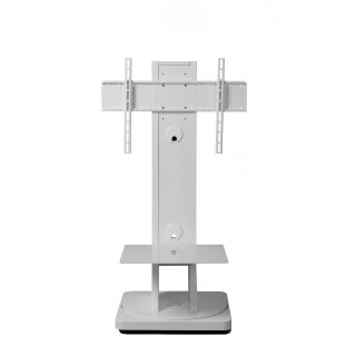 TV Standfuß auf verdeckten Rädern, bis zu 75" und 55kg, höhenverstellbar und drehbar, weiß