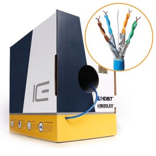 ICE Cat.7 Kabel, LSZH, 600MHz, AWG23, S/FTP Schirmung, 305m - blau
