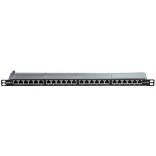 Cat.6A Patchpanel 24p STP (Klasse EA) 10GE, 1/2 HE Schwarz