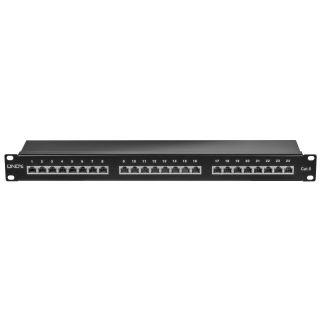 Cat.6 Patchpanel 24p STP 1HE Schwarz