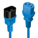 0.5m Netzverlängerungskabel C14 an C13, bleifrei, blau