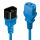 0.5m Netzverlängerungskabel C14 an C13, bleifrei, blau
