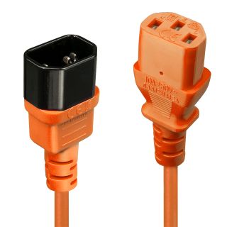0.5m Netzverlängerungskabel C14 an C13, bleifrei, orange