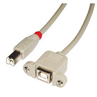 USB 2.0 Verlngerungskabel Typ B/B, hellgrau, 0,5m (Lindy 31800)