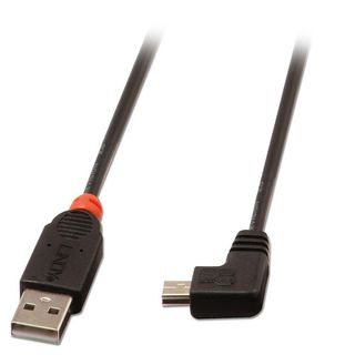 USB 2.0 Kabel Typ A/Mini-B 90 gewinkelt, 1m (Lindy 31971)