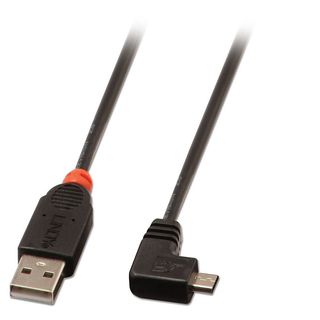 USB 2.0 Kabel Typ A/Micro-B 90 gewinkelt, 0,5m (Lindy 31975)