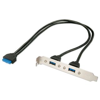 USB 3.0 Slotblechadapter, 2 x USB 3.0 Typ A Kupplung (Lindy 33096)