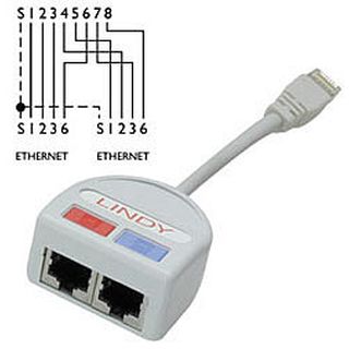 Port Doubler UTP 2x Fast Ethernet 10/100 ber nur ein 8-adriges Kabel (Lindy 34002)