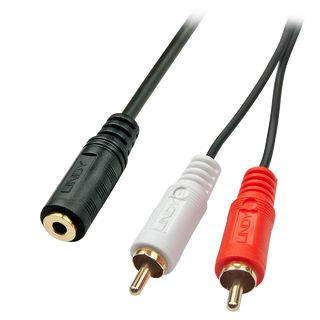 Premium Audio-Adapterkabel, 2x RCA (Cinch) an 3,5mm Klinkenstecker, 25cm (Lindy 35677)