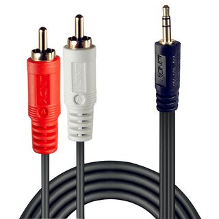 Premium Audio-Adapterkabel, 2x RCA (Cinch) Stecker an 3.5mm Klinkenstecker, 2m (Lindy 35681)