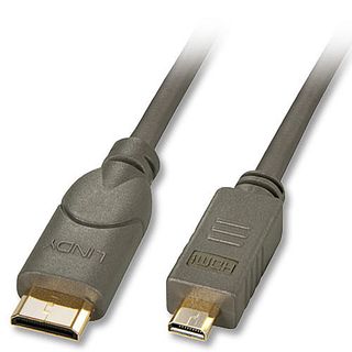 High-Speed-HDMI-Kabel mit Ethernet, Typ C (Mini) / Typ D (Micro), 1,5m (Lindy 41342)