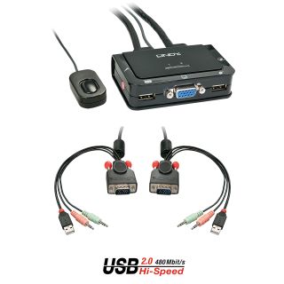 2 Port VGA, USB 2.0 & Audio Cable KVM Switch