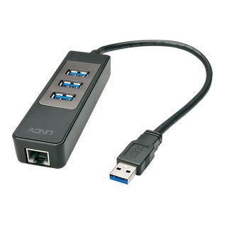 USB 3.0 Hub & Gigabit Ethernet Konverter (Lindy 43176)