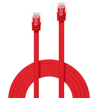 2m Cat.6 U/UTP Flachband-Netzwerkkabel, rot (Lindy 47512)