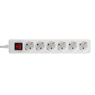 6-fach Schuko Steckdosenleiste mit Schalter, Weiß