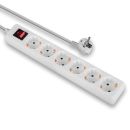 6-fach Schuko Steckdosenleiste mit Schalter, Weiß