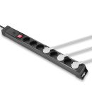 8-fach Schuko Steckdosenleiste mit Schalter, Schwarz