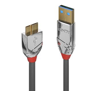 3m USB 3.0 Typ A an Micro-B Kabel, Cromo Line (Lindy 36659)