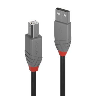 0,2m USB 2.0 Typ A an B Kabel, Anthra Line (Lindy 36670)