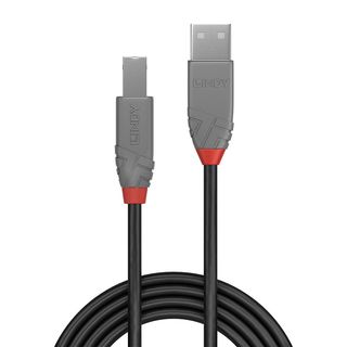 0,5m USB 2.0 Typ A an B Kabel, Anthra Line (Lindy 36671)