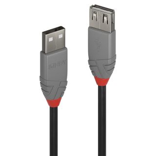 1m USB 2.0 Typ A Verlngerungskabel, Anthra Line (Lindy 36702)