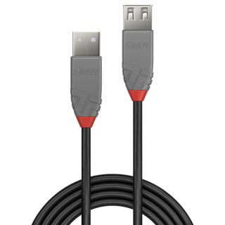 1m USB 2.0 Typ A Verlängerungskabel, Anthra Line (Lindy 36702)