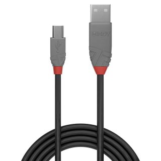 0,5m USB 2.0 Typ A an Mini-B Kabel, Anthra Line (Lindy 36721)