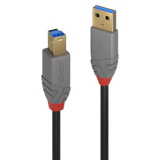 2m USB 3.0 Typ A an B Kabel, Anthra Line (Lindy 36742)