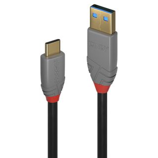 0.5m USB 3.1 Typ A an C Kabel, 5A PD, Anthra Line (Lindy 36910)