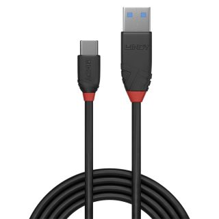 1m USB 3.1 Typ A an C Kabel 3A, Black Line (Lindy 36916)