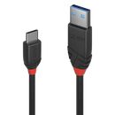 1m USB 3.1 Typ A an C Kabel 3A, Black Line (Lindy 36916)